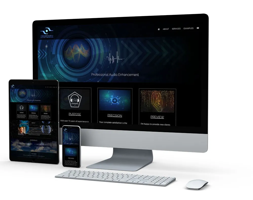 Ascended Mastering: website on desktop, tablet and phone