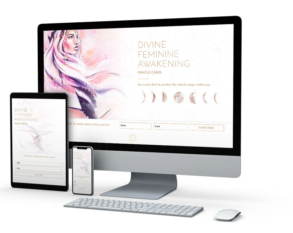 Divine Oracle Cards: website on desktop, tablet and phone
