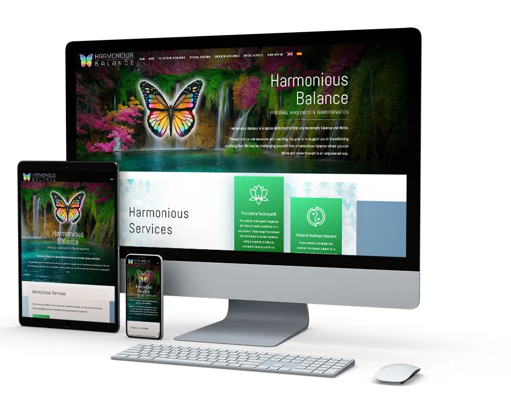 Harmonious Balance: website on desktop, tablet and phone