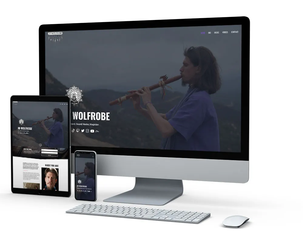 JD Wolfrobe: website on desktop, tablet and phone