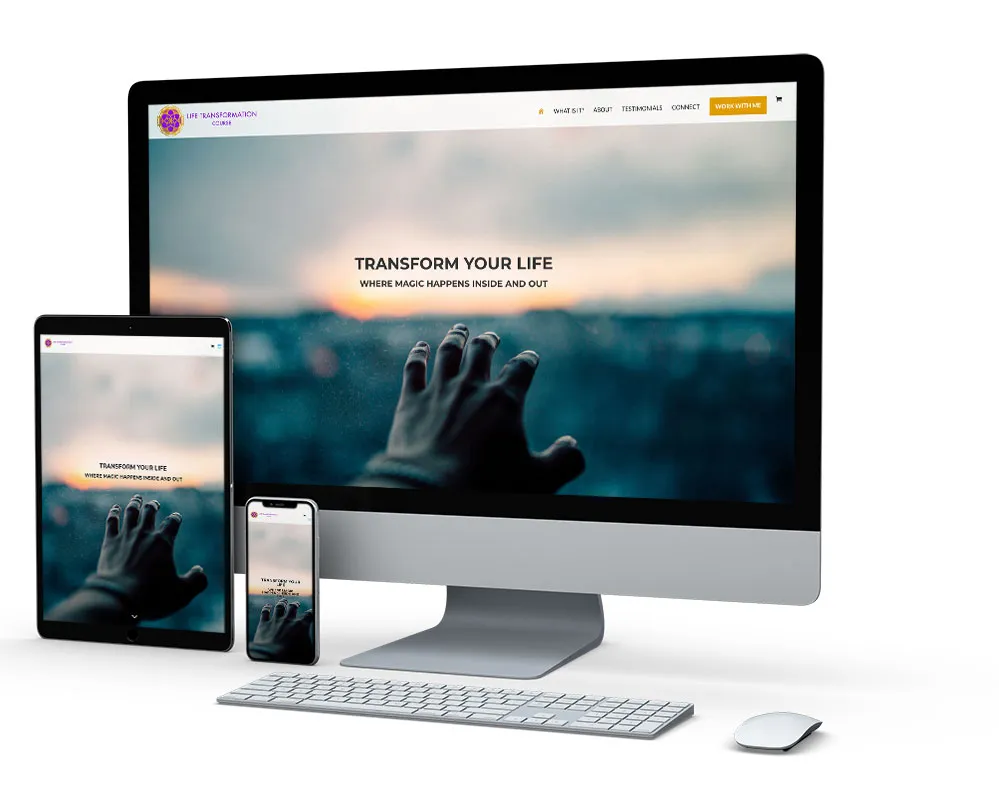 Life Transformation Course: website on desktop, tablet and phone
