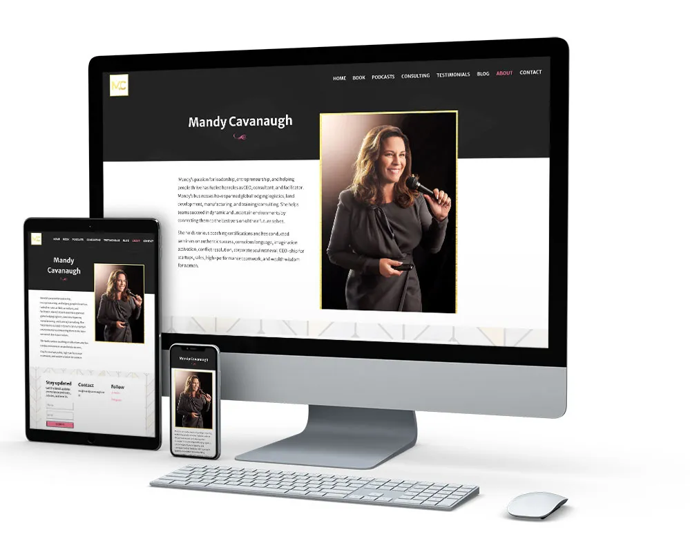Mandy Cavanaugh: website on desktop, tablet and phone