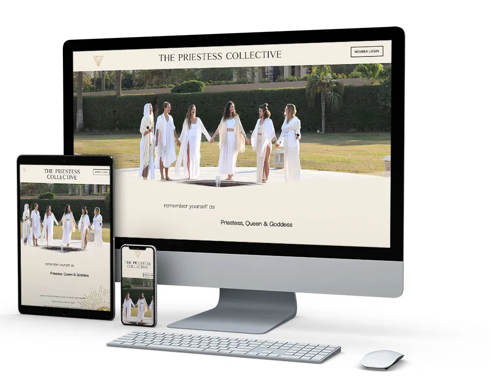 The Priestess Collective: website on desktop, tablet and phone