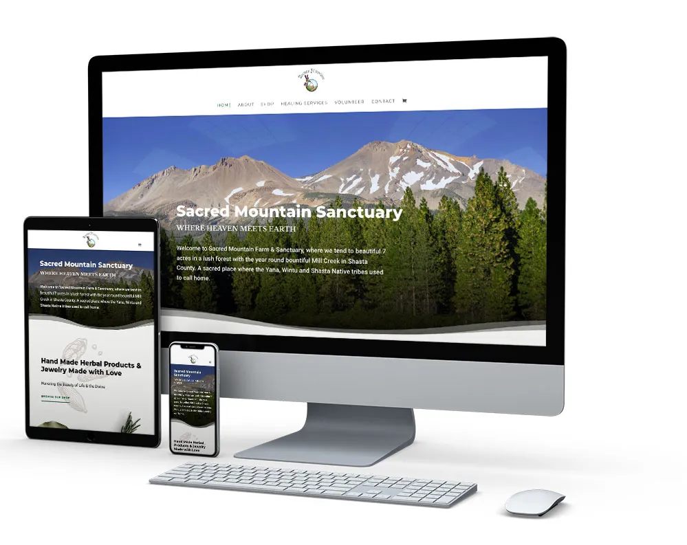 Sacred Mountain Sanctuary: website on desktop, tablet and phone
