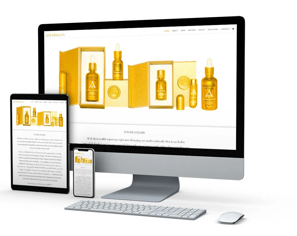 Ambrosia: website on desktop, tablet and phone