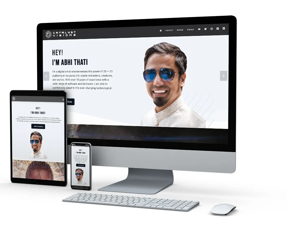 Catalyst Visions: website on desktop, tablet and phone