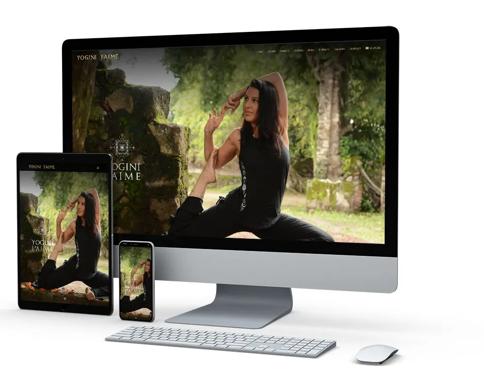 YOGINI J’AIME: website on desktop, tablet and phone