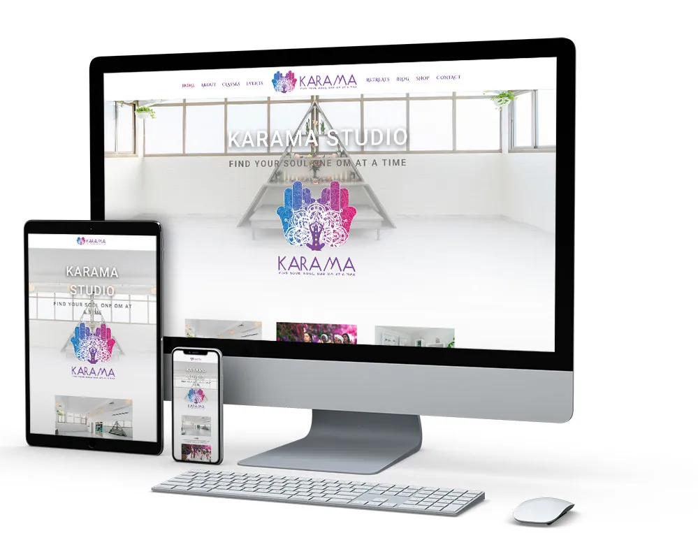 Karama Studio: website on desktop, tablet and phone