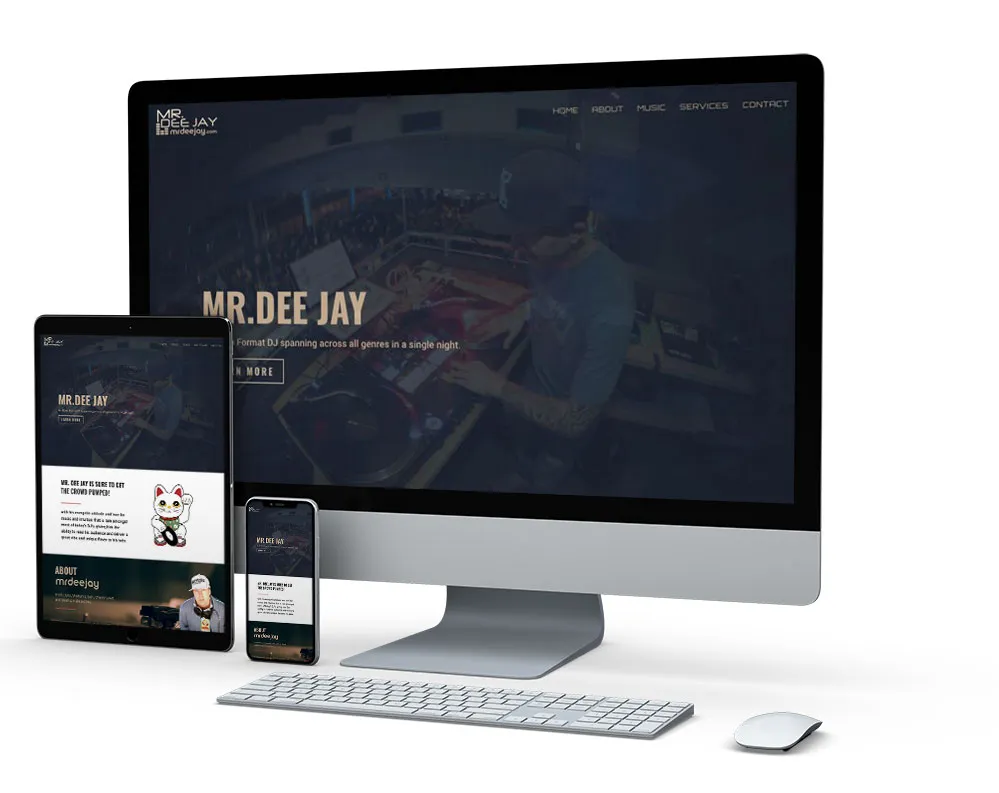 Mr. DeeJay: website on desktop, tablet and phone