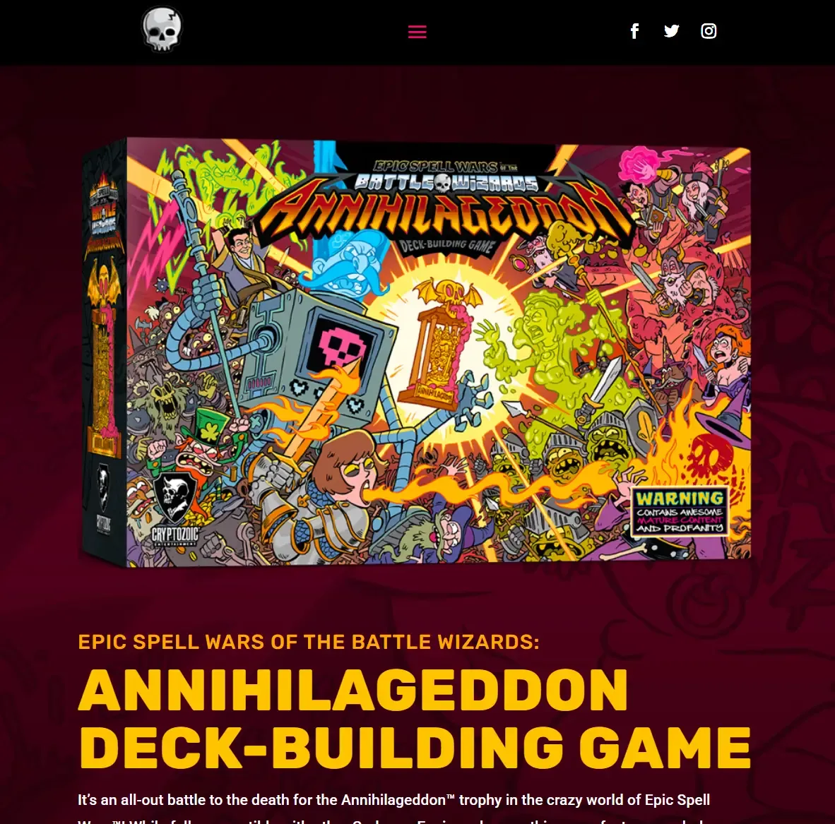 Epic Spell Wars of the Battle Wizards website at tablet width